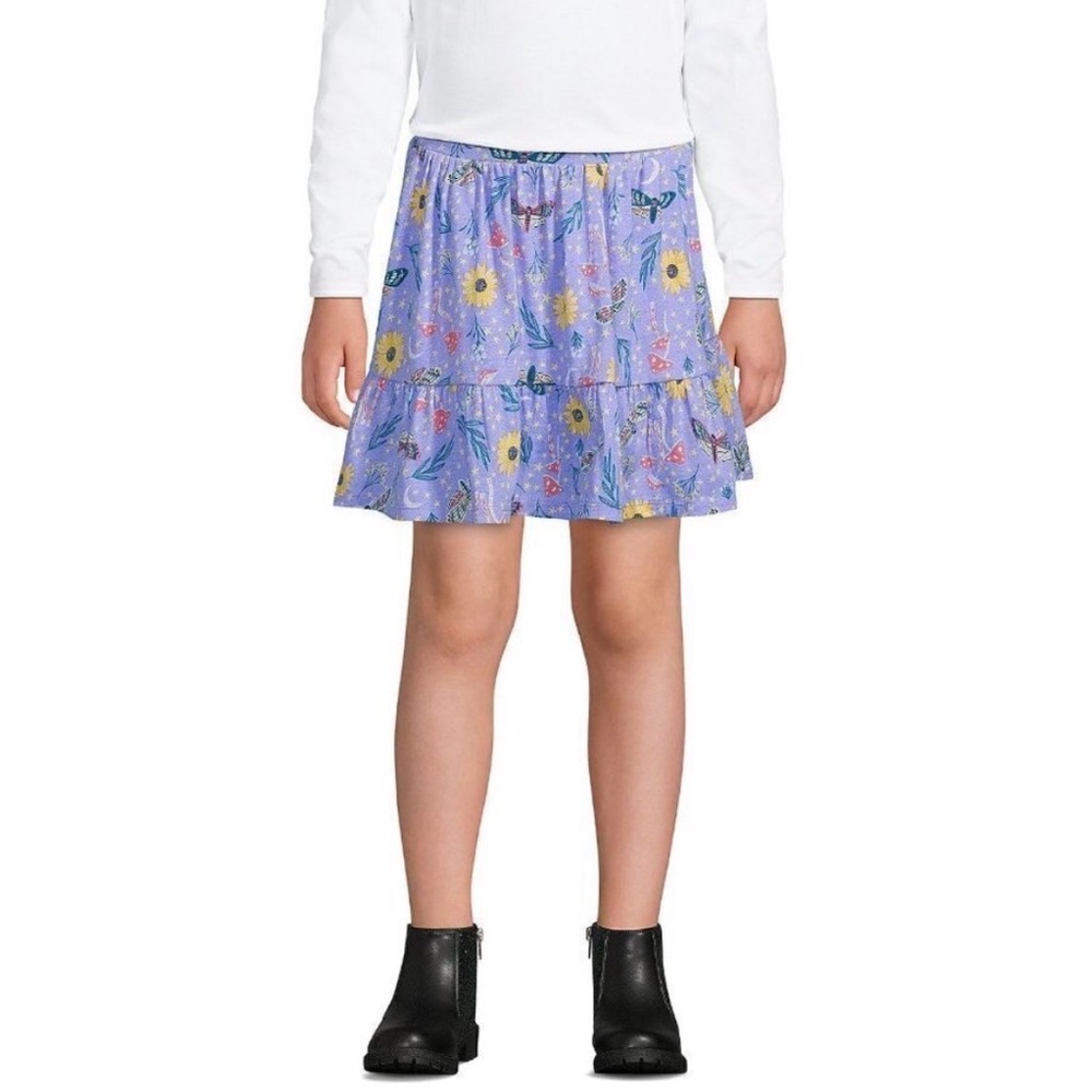 Lands' End XL (14-16) Lavender Floral Sunflower Mushroom Skort